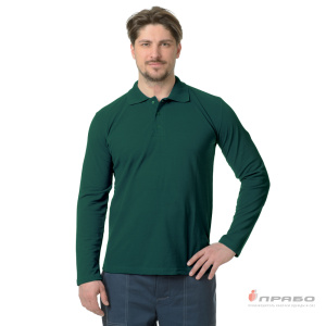 Рубашка «Поло» с длинным рукавом тёмно-зелёная. Артикул: Трик104. Цена от 1 283 р.